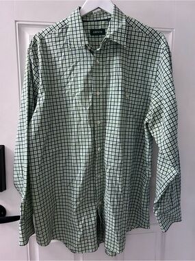 Orvis Green and Navy Windowpane Button-Down Shirt